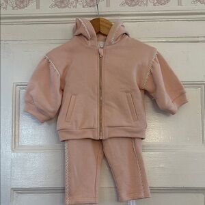 Chloé Soft Pink Lace-Trimmed Hoodie